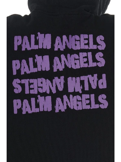 Shop Palm Angels Graphic Print Drawstring Hoodie In Black