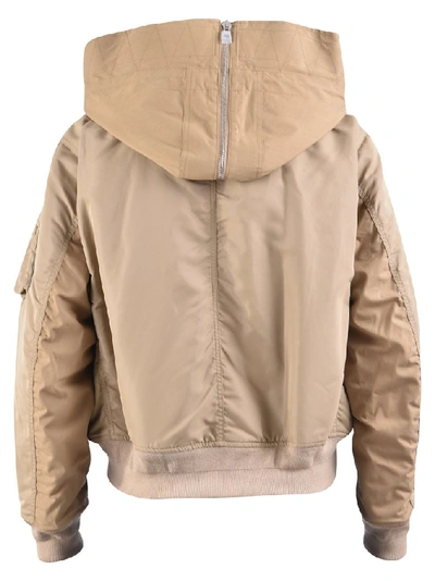 Shop Burberry Hooded Bomber Jacket In Beige