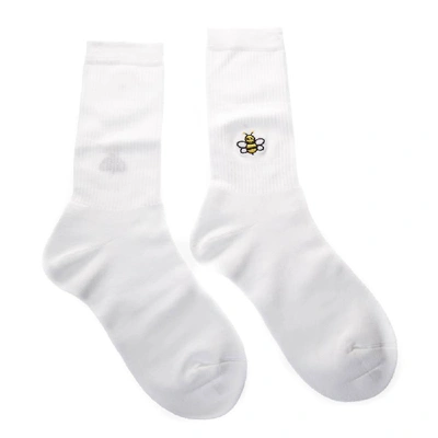 Shop Dior Homme Bee Embroidered Socks In White