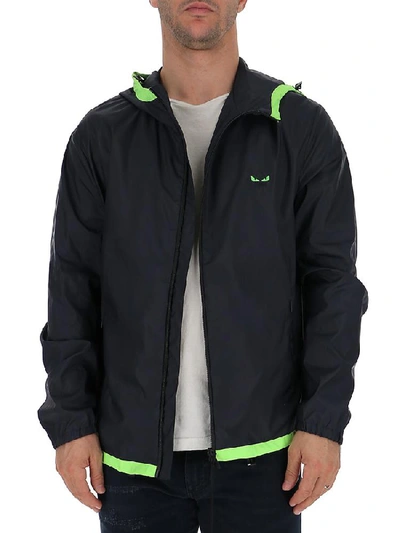 Shop Fendi Logo Hooded Jacket In Multi