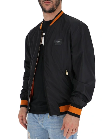 Shop Dolce & Gabbana Logo Patch Bomber Jacket In Black