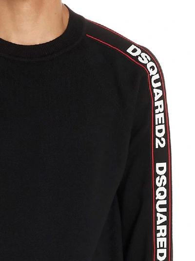 Shop Dsquared2 Sleeve Logo Tape Crewneck Jumper In Black
