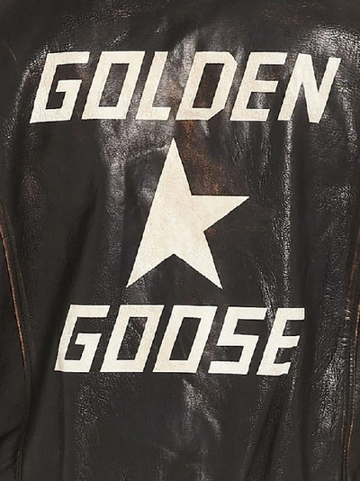 Shop Golden Goose Deluxe Brand Logo Leather Jacket In Black
