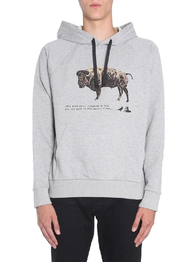 Shop Lanvin Bull Print Hoodie In Grey