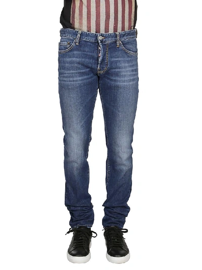 Shop Dsquared2 Mid Rise Slim Fit Jeans In Blue