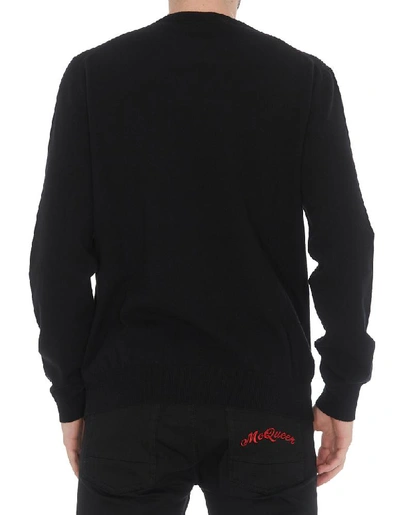 Shop Alexander Mcqueen Jacquard Skull Crewneck Sweater In Black