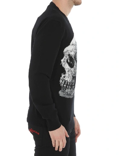 Shop Alexander Mcqueen Jacquard Skull Crewneck Sweater In Black