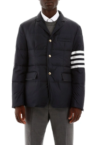 Shop Thom Browne 4 Bar Quilted Blazer In Navy