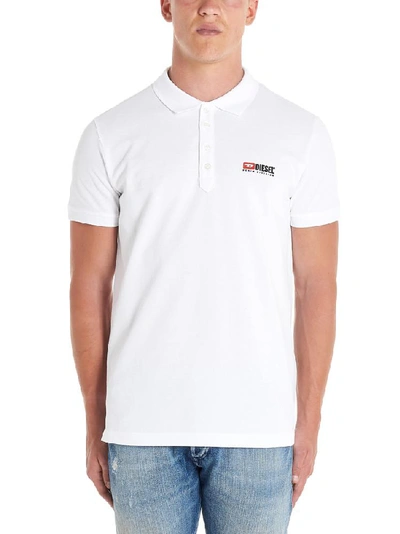 Shop Diesel Logo Patch Polo Shirt In White