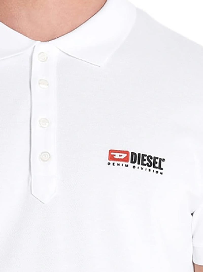 Shop Diesel Logo Patch Polo Shirt In White