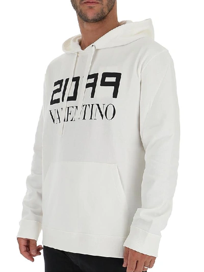 Shop Valentino Logo Print Hoodie In White