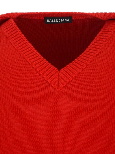 Shop Balenciaga Pleated Sleeves V In Red
