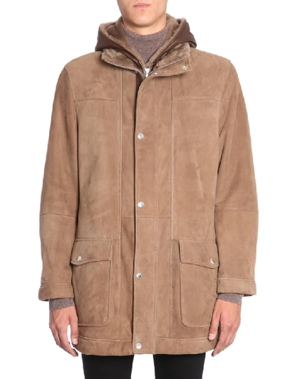 Shop Brunello Cucinelli Hooded Coat In Brown