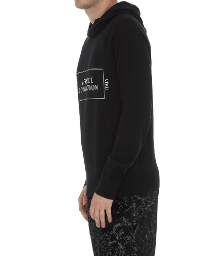 Shop Versace Collection Logo Hoodie In Black