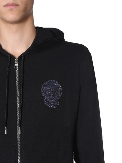 Shop Alexander Mcqueen Skull Zipped Hoodie In Black