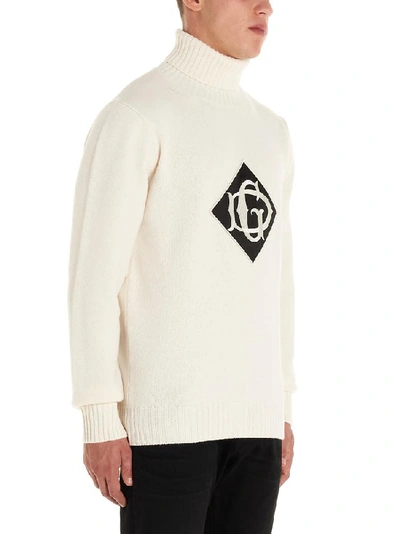 Shop Dolce & Gabbana Turtleneck Logo Sweater In White