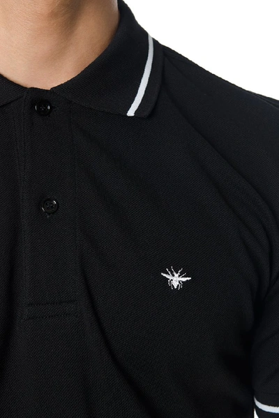 Shop Dior Homme Bee Embroidered Polo Shirt In Black