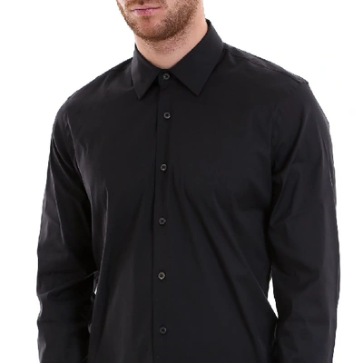 Shop Prada Stretch Cotton Shirt In Black