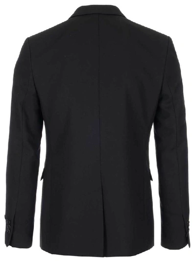 Shop Fendi Ff Log Trim Single Breasted Blazer In Black