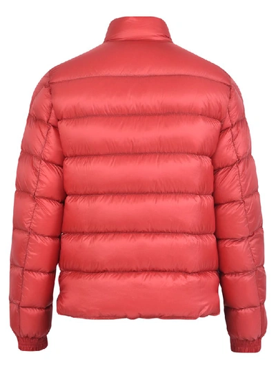 Shop Moncler Buttoned Puffer Jacket In Red