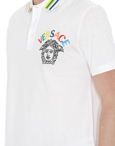 Shop Versace Medusa Polo Shirt In White