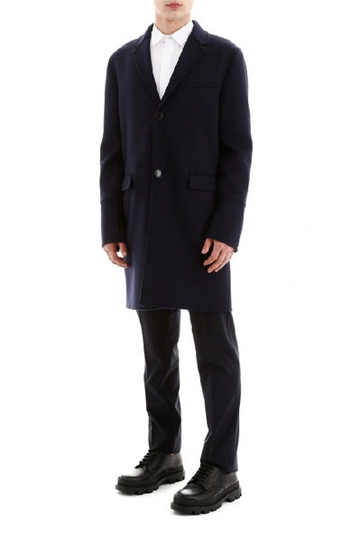 Shop Valentino Garavani Single Breasted Coat In Navy