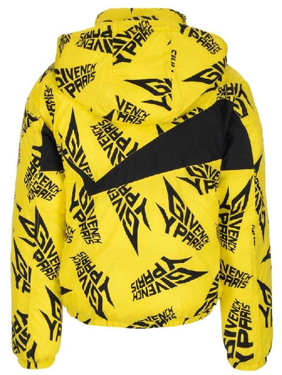 Shop Givenchy Logo All Over Puffer Jacket In Yellow