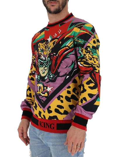 Shop Dolce & Gabbana Leopard King Print Crewneck Sweatshirt In Multi