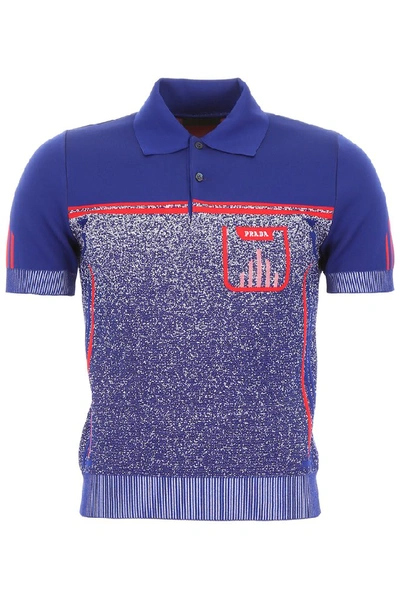 Shop Prada Logo Knit Polo Shirt In Multi