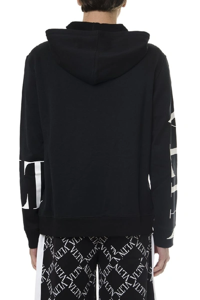 Shop Valentino Logo Print Hoodie In Black