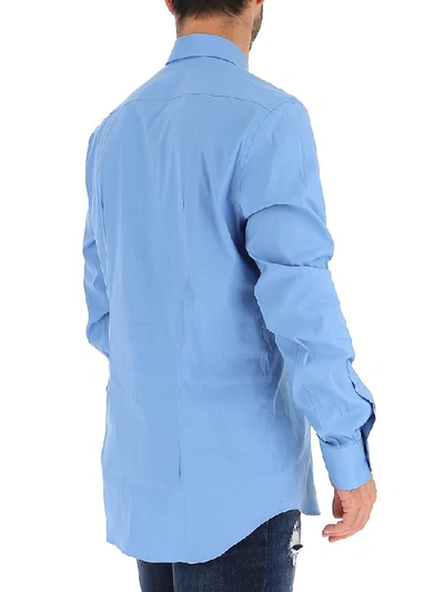 Shop Prada Stretch Cotton Shirt In Blue