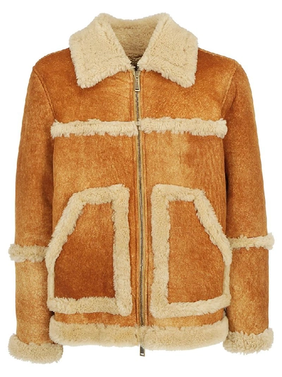 Shop Dsquared2 Shearling Bomber Jacket In Brown