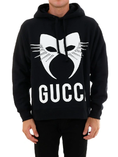 Shop Gucci Manifesto Logo Printed Hoodie In Black