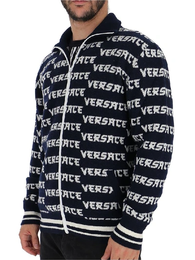 Shop Versace Logo Blouson Jacket In Black