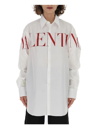 Shop Valentino Classic Logo Print Shirt In White