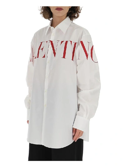 Shop Valentino Classic Logo Print Shirt In White