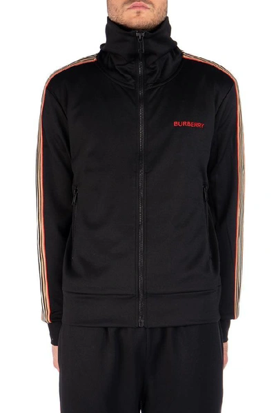 Shop Burberry Icon Stripe Detail Track Jacket In Black