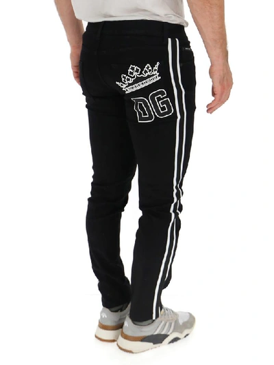 Shop Dolce & Gabbana Logo Embroidered Straight Trousers In Black