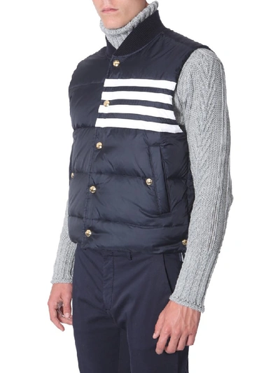 Shop Thom Browne 4 Bar Down Vest In Navy