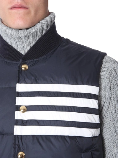 Shop Thom Browne 4 Bar Down Vest In Navy