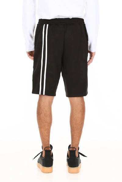 Shop Helmut Lang Stripe Detail Track Shorts In Black White