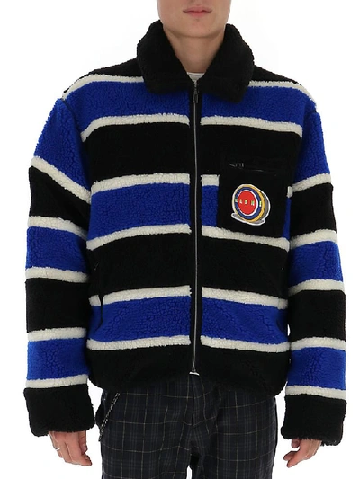 Shop Marni Colour Block Stripes Teddy Jacket In Multi