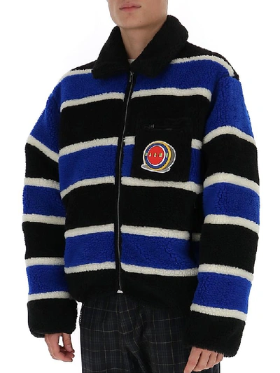 Shop Marni Colour Block Stripes Teddy Jacket In Multi