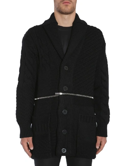 Shop Alexander Mcqueen Cable Knit Zip Cardigan In Black