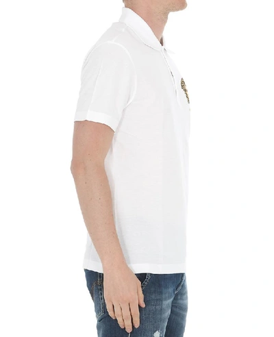 Shop Versace Medusa Embroidered Polo Shirt In White