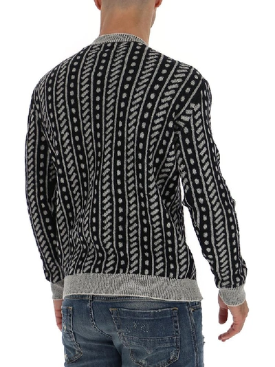 Shop Saint Laurent Trompe L'oeil Stripe Knitted Jumper In Multi