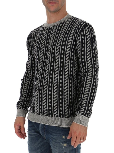 Shop Saint Laurent Trompe L'oeil Stripe Knitted Jumper In Multi