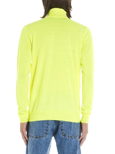 Shop Msgm Embroidered Logo Turtleneck Knitted Sweater In Yellow