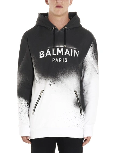 Shop Balmain Logo Graffiti Effect Hoodie In Multi