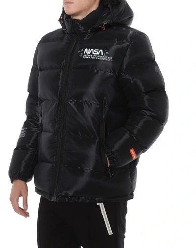 Shop Heron Preston Hooded Nasa Puffer Jacket In Black